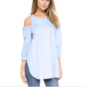 Tibi blue cotton bare shoulder tunic - size 4/6